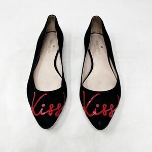 [Kate Spade] Black Red Emmie Kiss Kiss Lipstick Pointed Toe Ballet Flats Sz 5.5